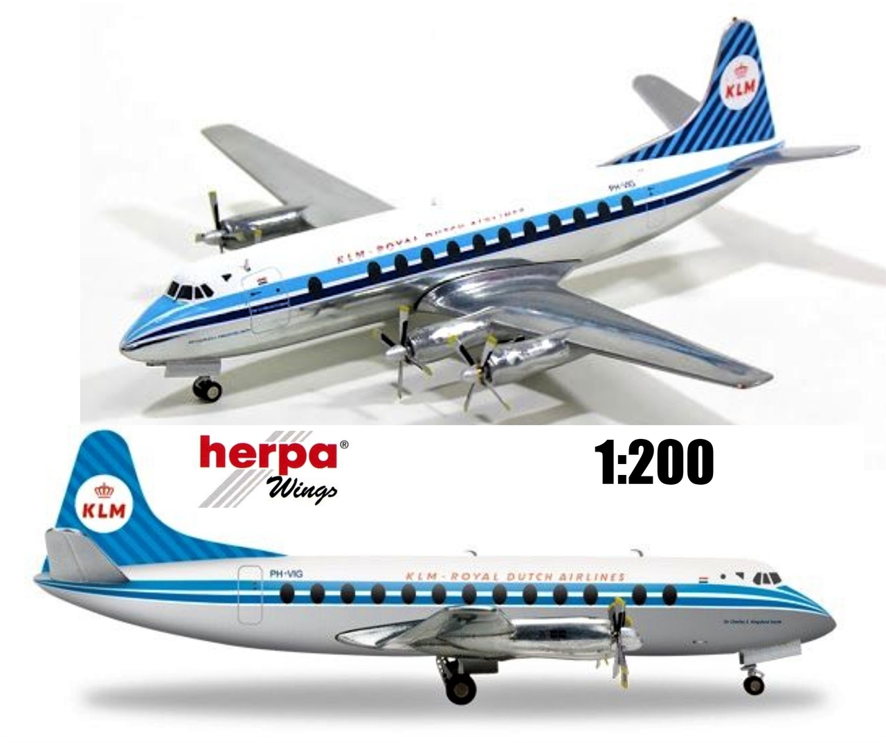 HERPA KLM VICKERS VISCOUNT 800 PH-VIG LIM.ED. 1:200