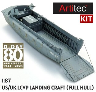 ARTITEC | US/UK LCVP LANDING CRAFT FULL HULL (BOUW-KIT) | 1:87