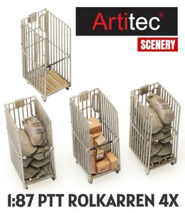 ARTITEC | PTT ROLKARREN 4 STUKS MET LADING (READY-MADE) | 1:87