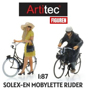 ARTITEC | SOLEX-EN MOBYLETTE RIJDER 2 FIGUREN 2 FIGUREN (READY-MADE) | 1:87