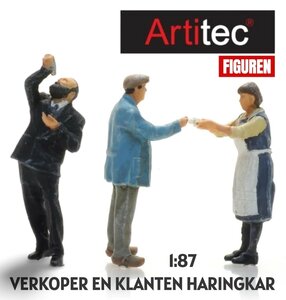 ARTITEC | VERKOPER EN KLANTEN HARINGKAR 3 FIGUREN (READY-MADE) | 1:87