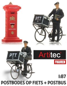 ARTITEC | POSTBODES OP FIETS MET POSTBUS (READY-MADE) | 1:87