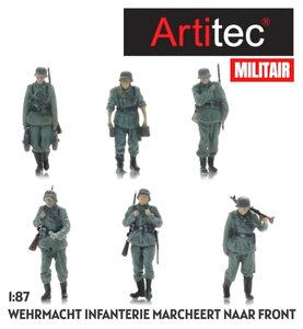 ARTITEC | WEHRMACHT INFANTERIE MACHEERT NAAR HET FRONT 6 FIGUREN (READY-MADE) | 1:87