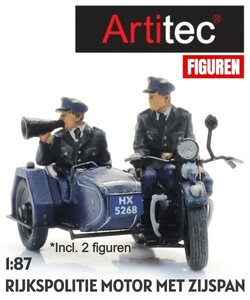 ARTITEC | RIJKSPOLITIE MOTOR MET ZIJSPAN + 2 FIGUREN (READY-MADE) | 1:87