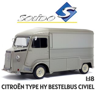 SOLIDO | CITROEN TYPE HY BESTELBUS CIVIEL ZILVERGRIJS 1969 | 1:18