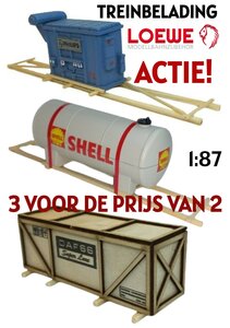 LOEWE | ACTIE BELADING: KETEL SHELL - TRANSFORMATOR PHILLIPS - TRANSPORTKIST DAF 66 (NL) | 1:87