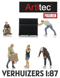 ARTITEC | VERHUIZERS 5 FIGUREN EN HUISRAAD (READY-MADE) | 1:87