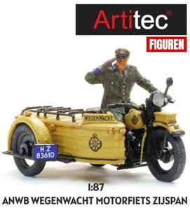 ARTITEC | ANWB WEGENWACHT MOTORFIETS ZIJSPAN MET FIGUUR (READY-MADE) | 1:87