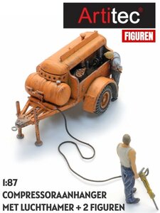 ARTITEC | COMPRESSORAANHANGER MET LUCHTHAMER + 2 FIGUREN (READY-MADE) | 1:87